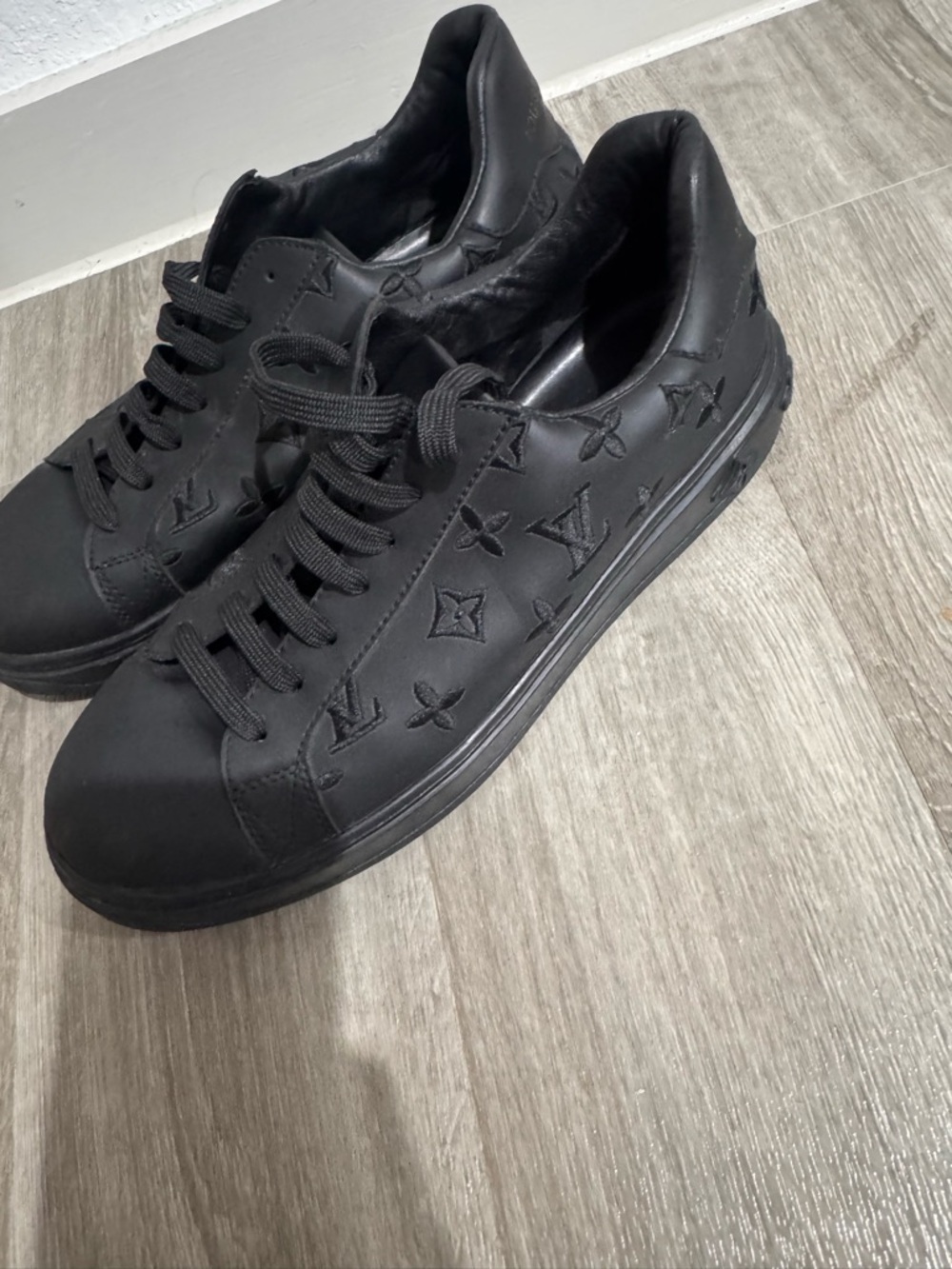 Louis Vuitton All-Black Monogram Low-Top Sneakers